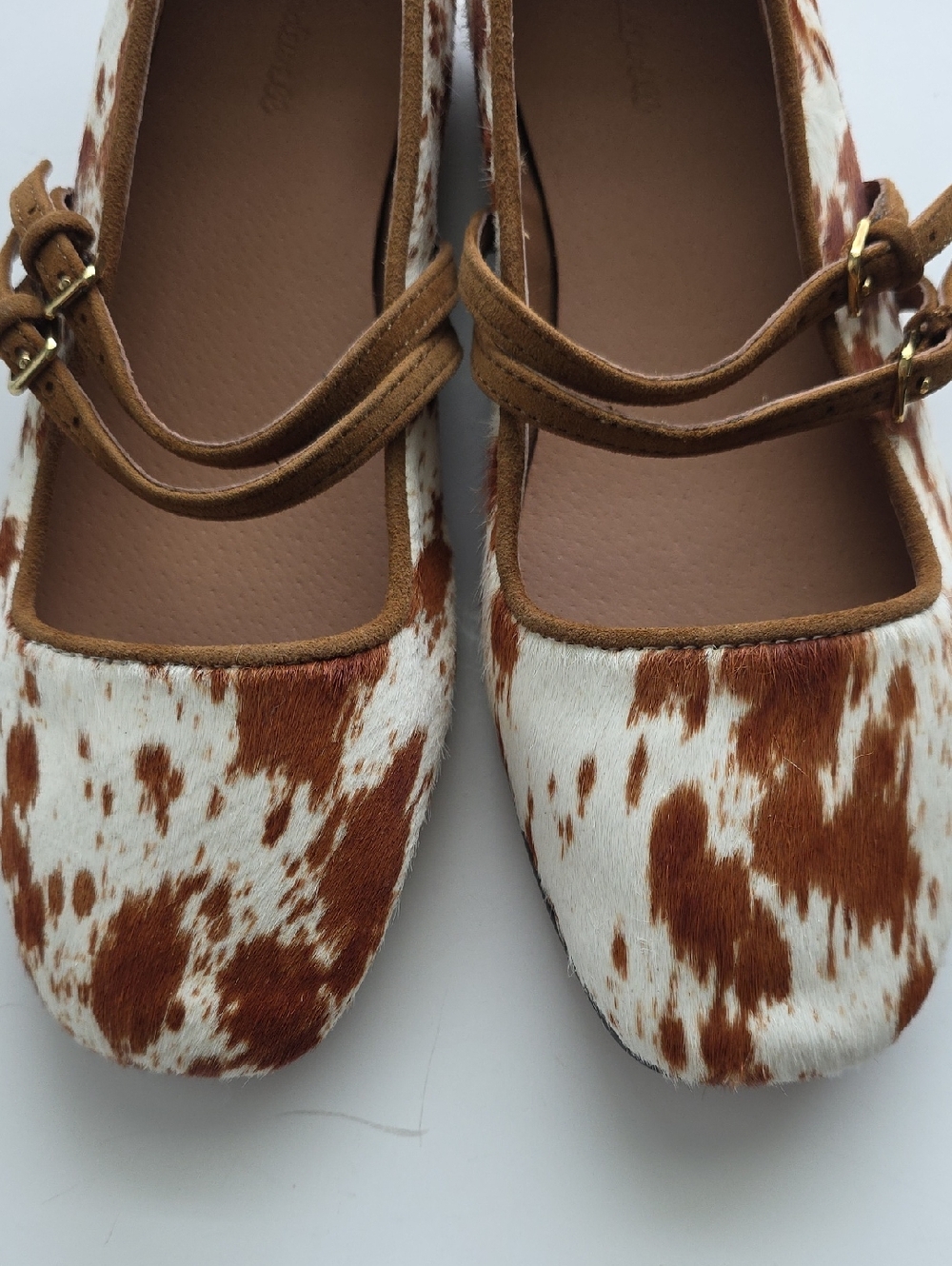 Madewell Greta  Strappy Ballete Flat Double Strap Calf Hair Rusett Multi Size 6 - Picture 6 of 12